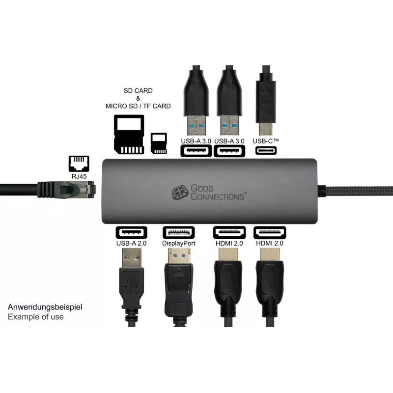 Alcasa HUB-C001A hub de interfaz USB Type-C 5000 Mbit/s antracita