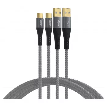 EFB Elektronik Set de cables USB-A a USB-C 60W QC 3A 2x3m gris - Digital/Datos (USB-AC-00009)