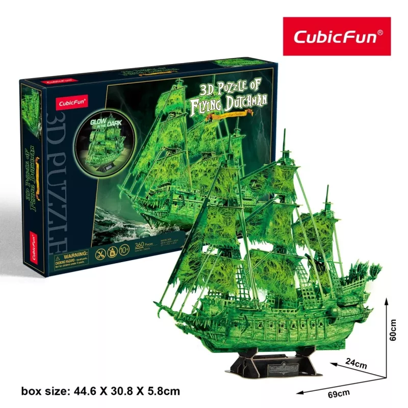 Puzle 3D modelo El Holandés Errante, que brilla en la oscuridad, cubicfun 306-T4041H