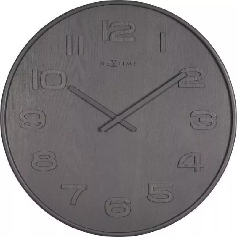 NeXtime Reloj 3095gs Wood Wood Big, Ø52,8 cm, pared, gris