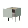 Mesita de noche Cama Meble FELLINI 40x41x60, oliva con tablero de roble aceitado, 1 cajón, pack de 2