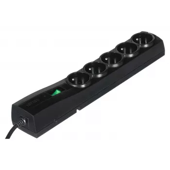 Regleta EVER CLASSIC 5 tomas cable de 3 m 250 V 10 A con protección contra sobretensiones (175 J) negra