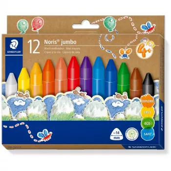 Ceras de colores Staedtler Noris Jumbo — 12 colores, no tóxicas, tamaño jumbo