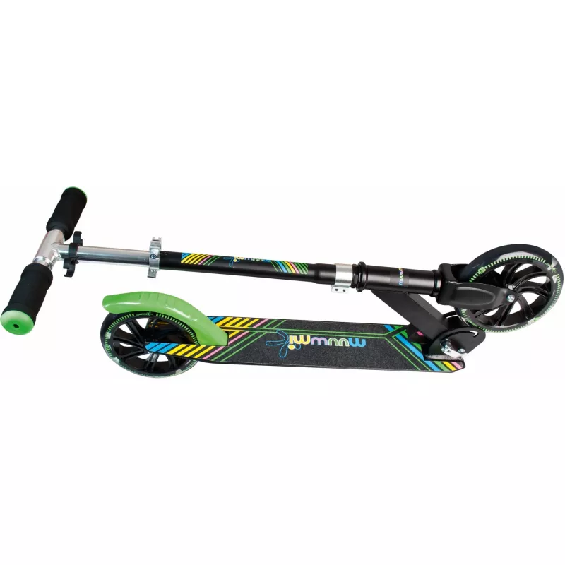 Patinete Muuwmi Aluminio NEON 180 mm con luces — plataforma de aluminio, ruedas de 180 mm, luces LED integradas