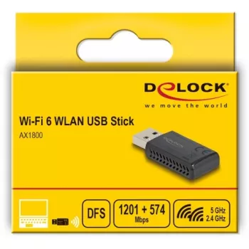 Adaptador USB Wi-Fi 6 Dual Band DeLOCK AX1800 1201 + 574 Mbps