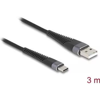 Cable USB DeLOCK USB 2.0 3m USB A USB C negro 81123