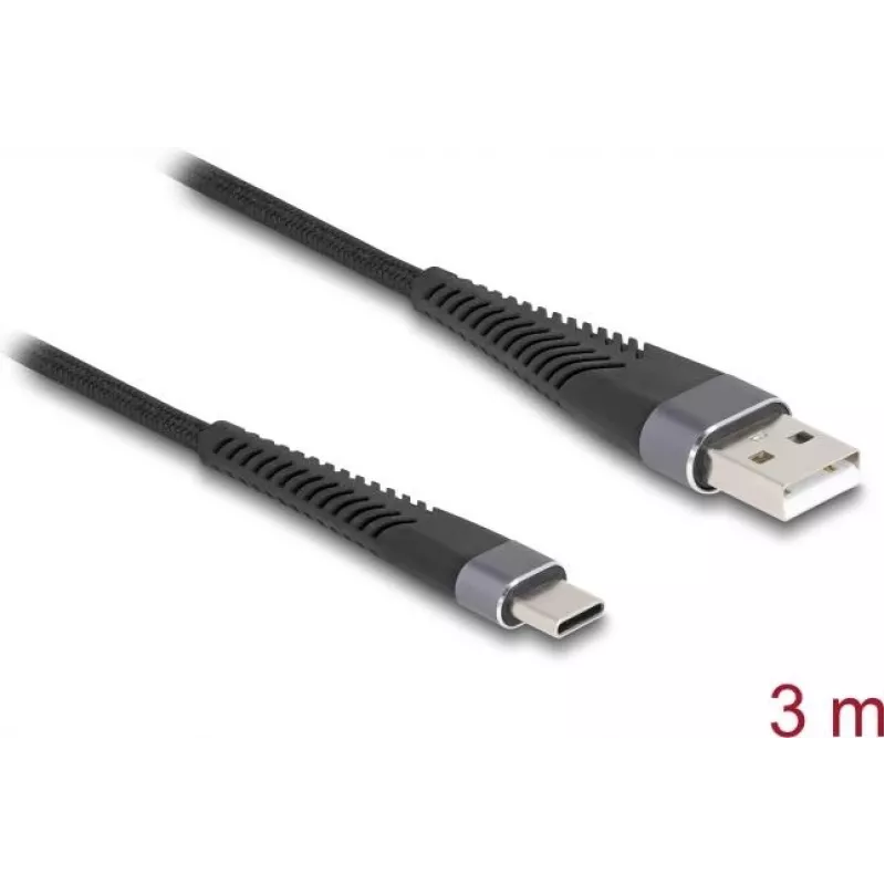 Cable USB DeLOCK USB 2.0 3m USB A USB C negro 81123