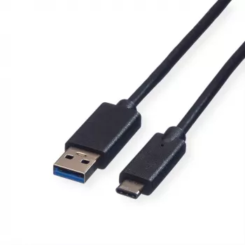 ROLINE - cable USB - USB Type-C (macho) - USB Type-A de 9 pines (macho) - 1 m (USB 3.1) - moldeado - negro (11.02.9011)