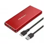 Caja SSD QOLTEC 51831 USB 3.0 para unidades M.2 SATA de hasta 2 TB, roja, compatible con longitud de 30 mm, hasta 4 unidades