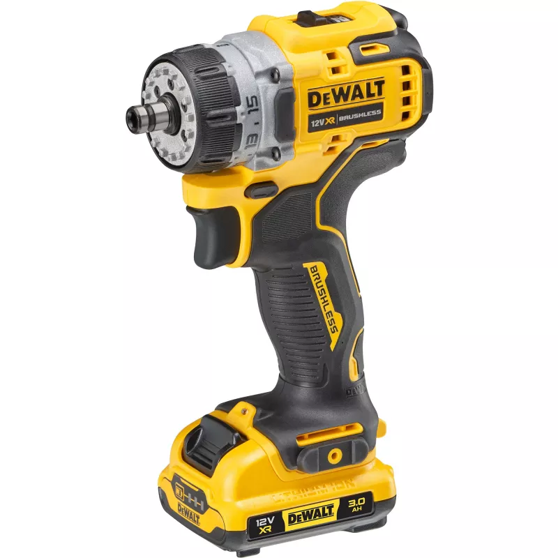 DeWALT DCD703L2T-QW 12 V XR taladro atornillador a batería con cabezales intercambiables, 2x 3,0 Ah Li-Ion, 4 cabezales, 1500 rpm, portabrocas sin llave de 10 mm, 0,9 kg, amarillo/negro