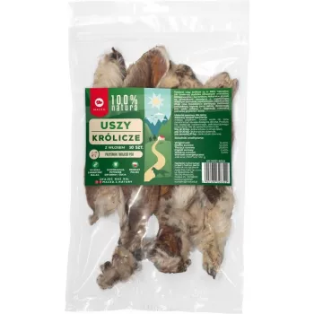Snacks para perros MACED Orejas de conejo con pelo, pack de 10 — snack masticable natural para perros, adultos, higiene dental