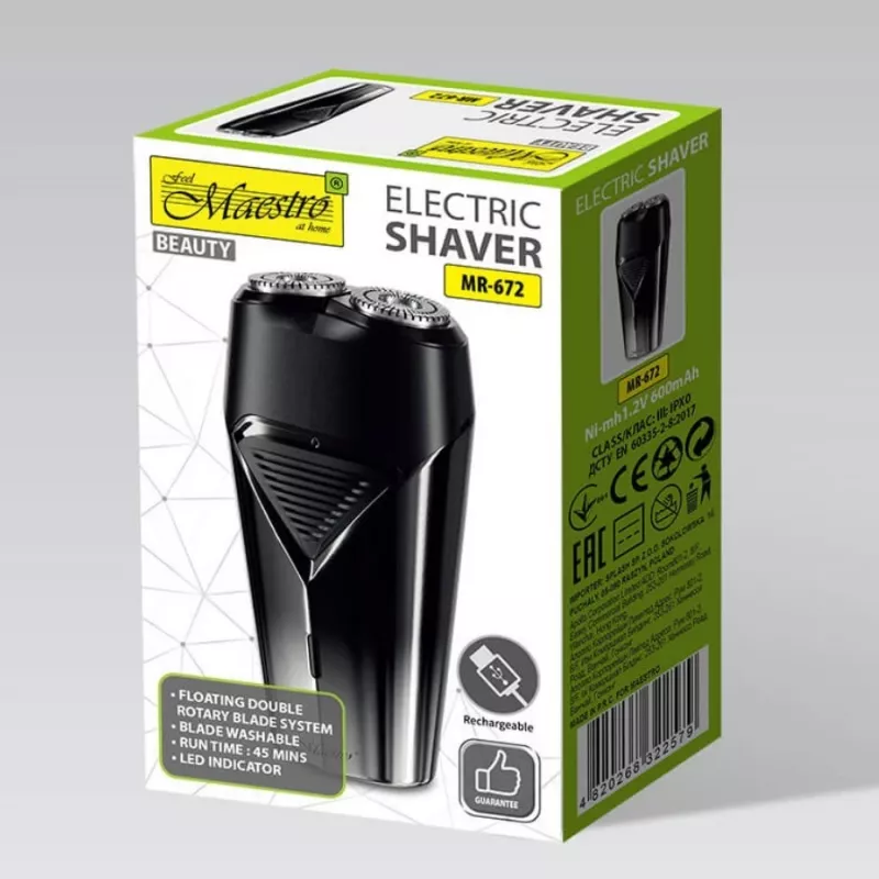 Afeitadora eléctrica Maestro MR-672 USB recargable sumergible — afeitadora de láminas para viaje