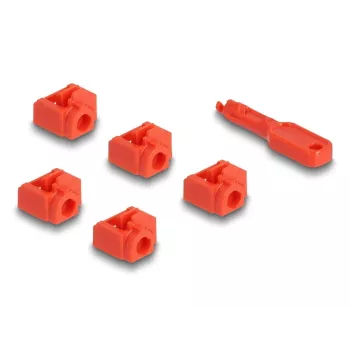 Bloqueador de puertos DeLOCK 20928 RJ-45 rojo plástico 11 uds.