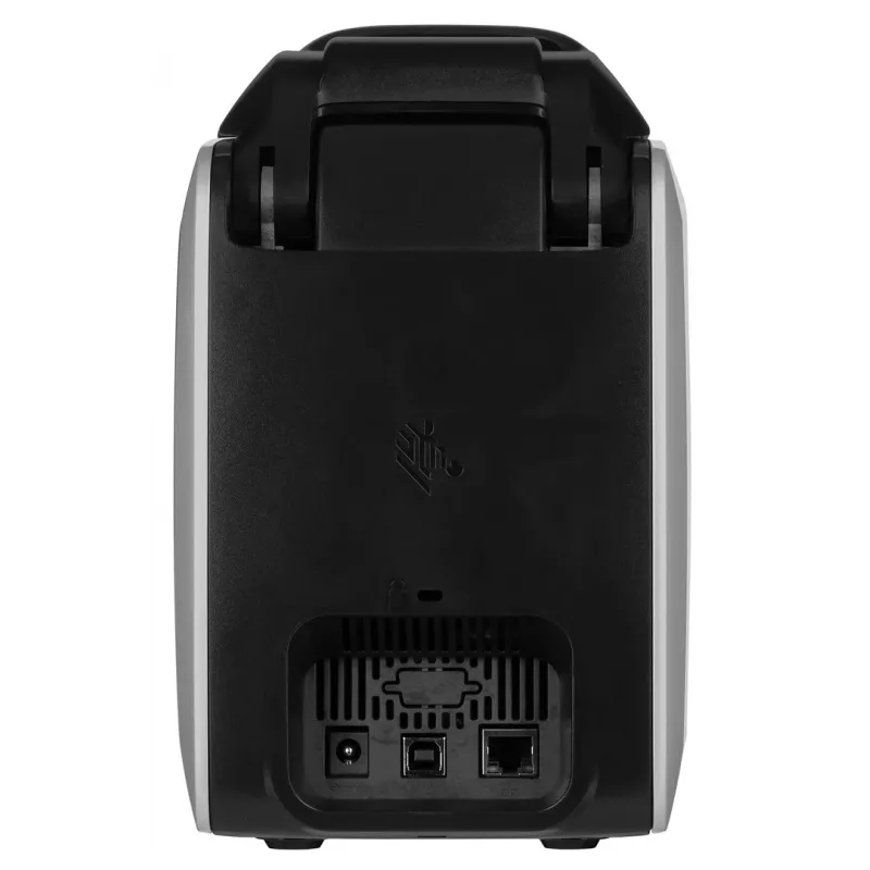 Impresora de tarjetas de plástico Zebra ZC300 – Sublimación de color/Termotransferencia, 300x300 DPI, LCD, alimentación de 100 hojas, Ethernet, Plata/Negro