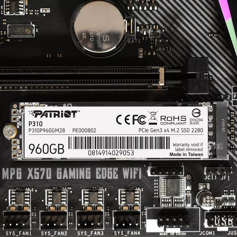 Patriot P310 960 GB M.2 2280 NVMe unidad SSD, PCIe 3.0 x4