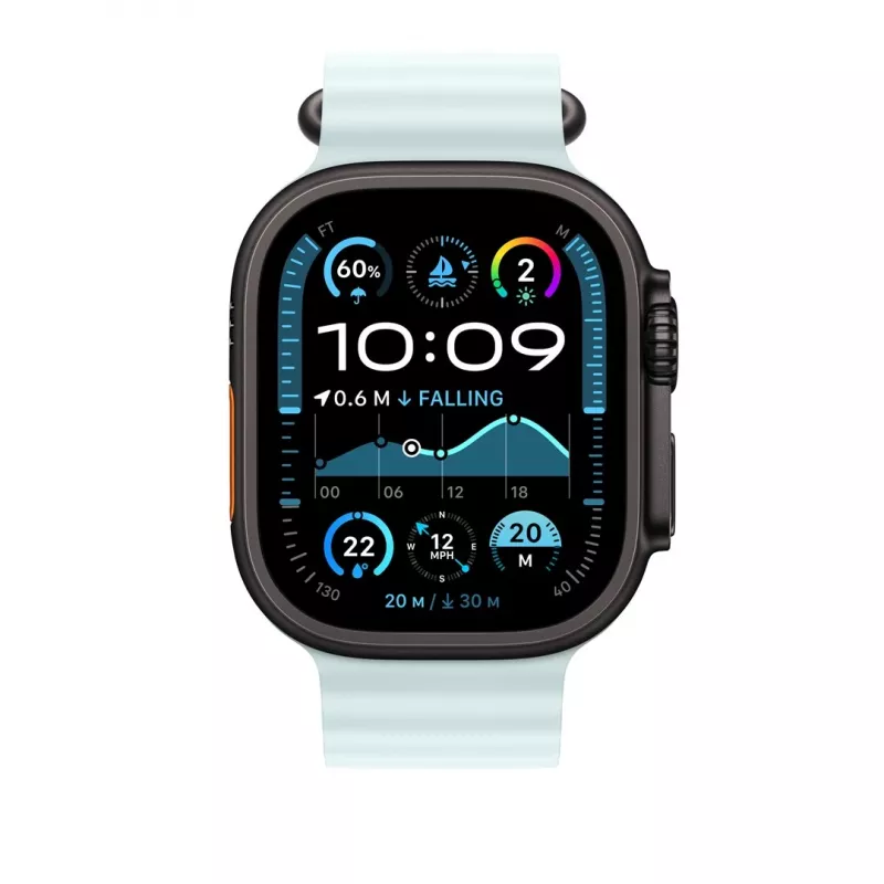 Apple correa Ocean 49mm azul hielo – acabado titanio negro