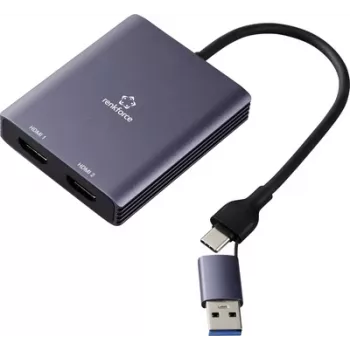 Adaptador USB-C a HDMI Renkforce RF-6418198 [1x USB-A - 2x] gris 4K UHD 15 (RF-6418198)