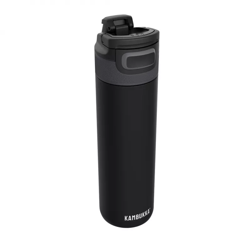 Botella isotérmica Kambukka ELTON 600 ml — negra, acero inoxidable de doble pared, aislamiento al vacío, a prueba de fugas