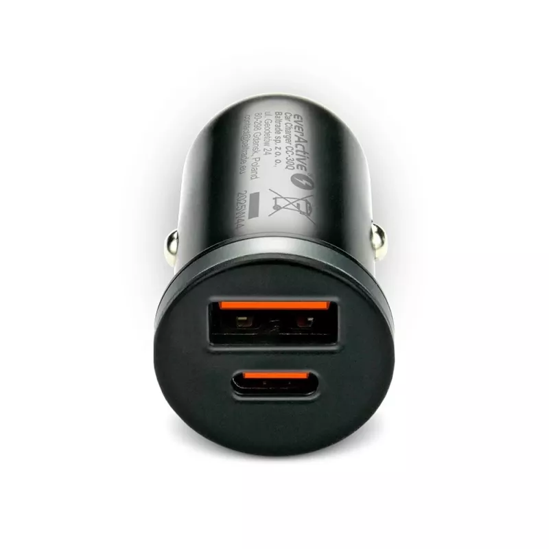 Cargador de coche everActive CC-30Q QC3.0 35W – 1x USB-A, 1x USB-C, carga rápida
