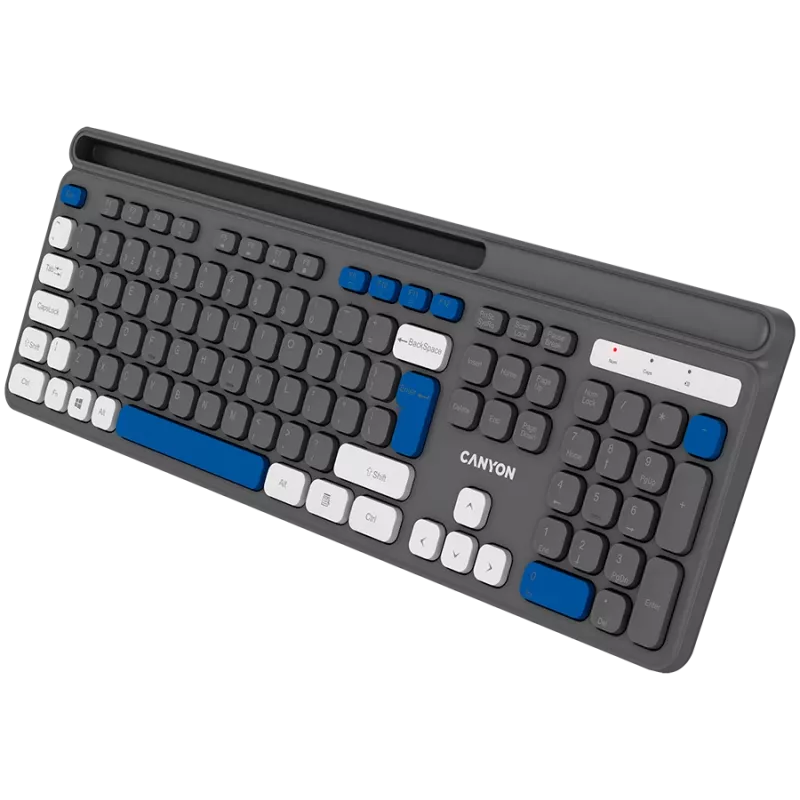 Teclado inalámbrico CANYON HKB-W03 gris – diseño compacto, funciona con pilas AAA, modelo CNS-HKBW03DG