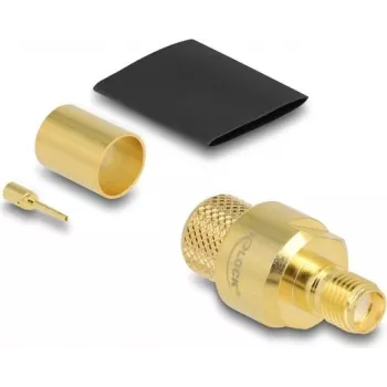 Conector hembra SMA coaxial de RF de crimpado de DELOCK para cable LMR400 con tubo termorretráctil