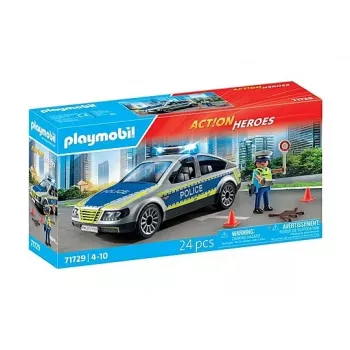 Coche de policía Playmobil con sirena y luz intermitente, multicolor, plástico, 3+