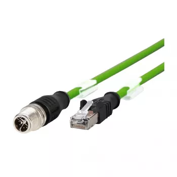 METZ CONNECT - cable de red - 8 polos M12-X (M) a RJ-45 (M) - 2,0 m - apantallado - CAT 6a - apantallado, protección de lengüeta, hilo flexible - verde (142M2X15020)