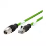 METZ CONNECT - cable de red - 8 polos M12-X (M) a RJ-45 (M) - 2,0 m - apantallado - CAT 6a - apantallado, protección de lengüeta, hilo flexible - verde (142M2X15020)