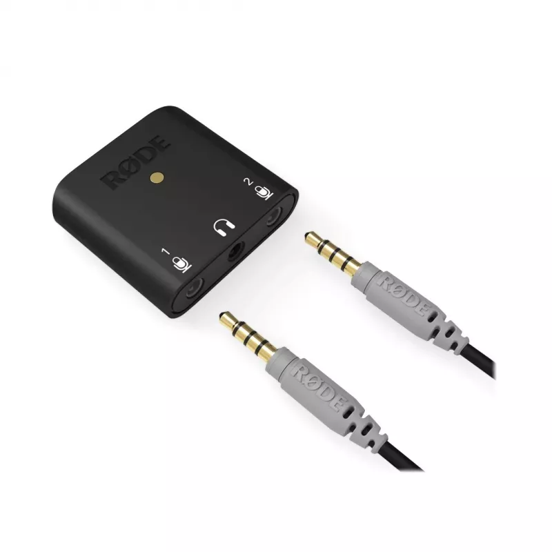 RØDE AI-Micro interfaz de audio móvil, 2x entradas TRS/TRRS de 3,5 mm, salida de auriculares de 3,5 mm, USB-C, negra