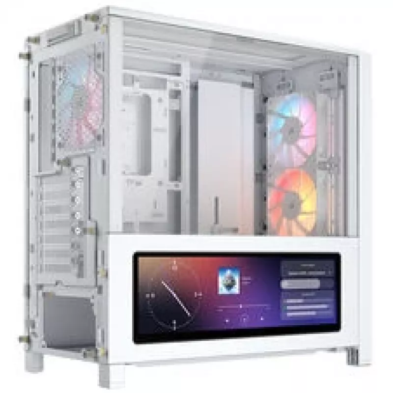 Carcasa PC Corsair FRAME 4000D LCD RS, semitorre, ATX, ARGB, cristal templado - blanco