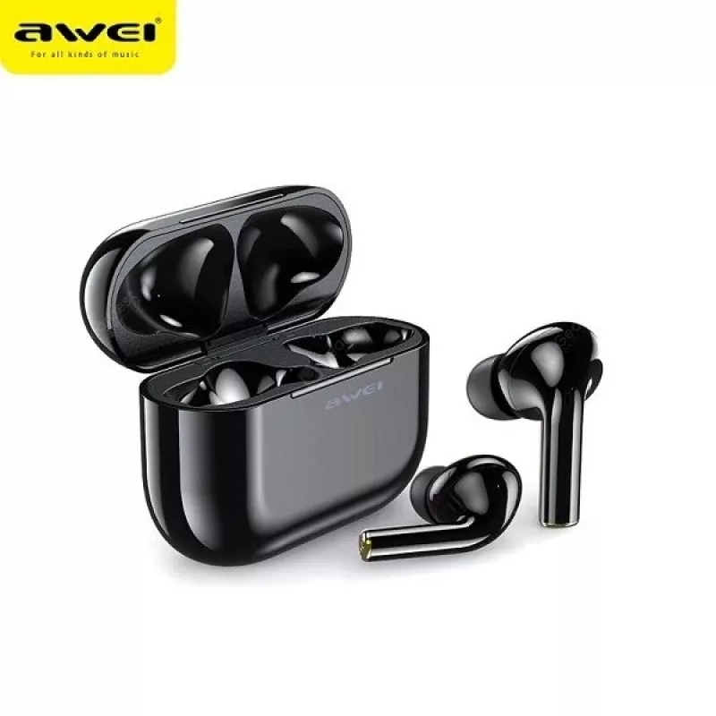 Auriculares Bluetooth 5.0 Awei T29 TWS + base de carga negro/negro