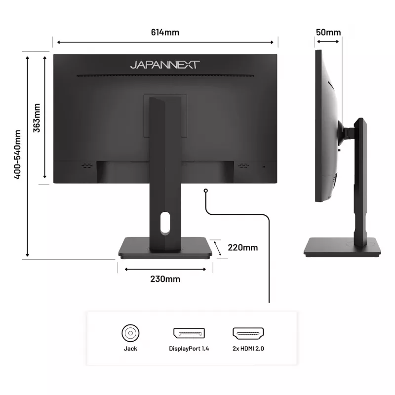 JAPANNEXT JN-27IPS4FLWQHDR-HSP 16:9 HDMI/DP WQHD - pantalla plana (TFT/LCD)