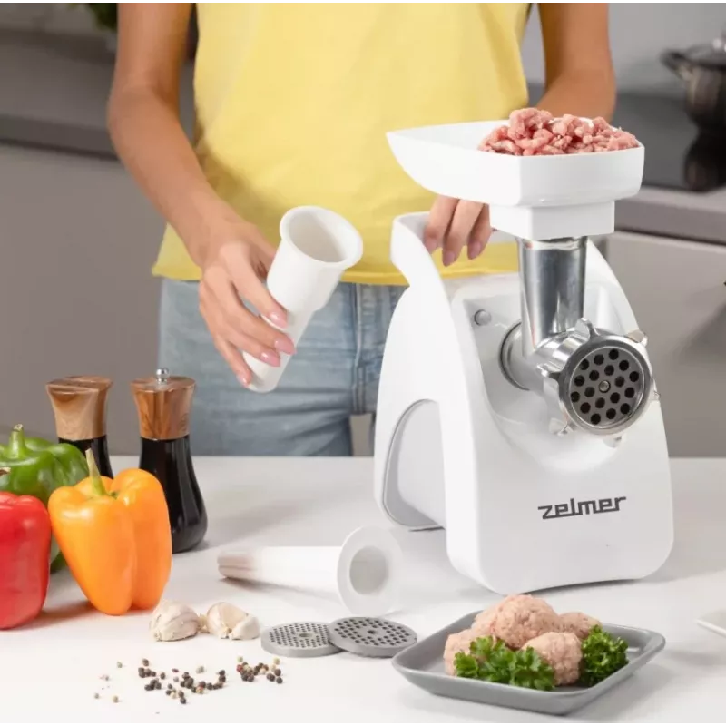 Picadora de carne Zelmer ZMM9801B 2200 W acero inoxidable, blanco