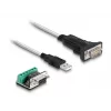 DeLOCK 63465 Adaptador de USB 2.0 Type-A a serie RS-422/485, bloque de terminales de 6 pines, 1,8 m, negro/transparente