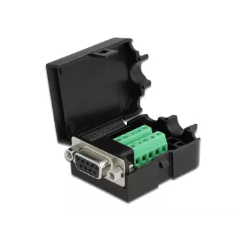 Conector de cables DeLOCK 66265 Sub-D 9 regleta de bornes de 10 polos negro