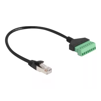 Cable DeLOCK RJ45 Cat.6 conector macho a adaptador de regletas de conexión 30 cm negro verde