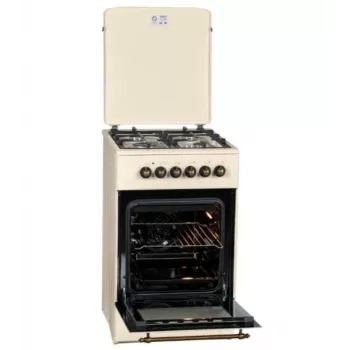 Cocina de gas y eléctrica MPM MPM-56-KRM-14, 56 cm, 4 quemadores de gas, horno eléctrico, crema