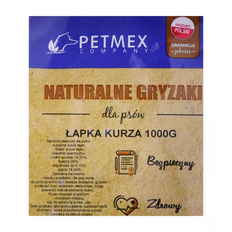 Snacks masticables para perros PETMEX pata de pollo - 1 kg