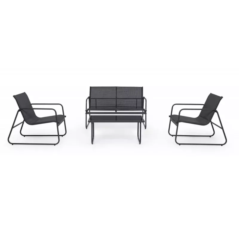Conjunto de muebles de jardín Extralink BLACK FOREST TEXTILENO DOS SILLAS + TUMBONA + MESA PLEGABLE NEGRO L-0358 Conjunto de muebles de exterior