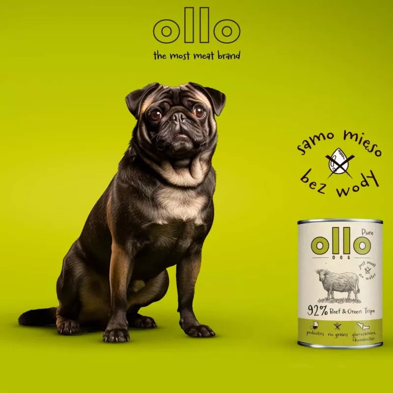 OLLO Pure Beef and Green Tripe comida húmeda para perros, 400 g