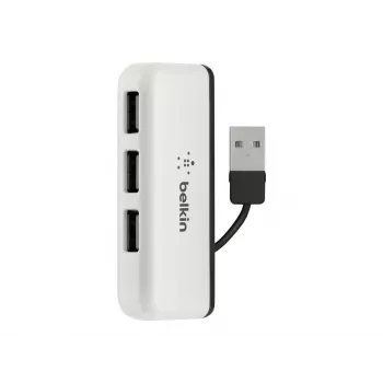 Hub de viaje Belkin USB 2.0 de 4 puertos, plateado, F4U021bt