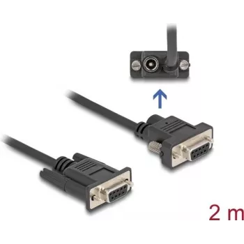 Delock 87838 Cable serie RS-232, D-Sub 9 hembra con alimentación en el pin 9 (DC 5,5 x 2,1 mm), 2 m