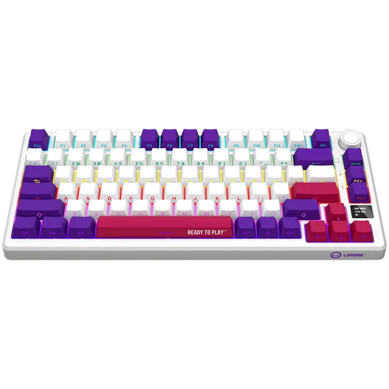 LORGAR KBP7075W, teclado gaming mecánico inalámbrico 75% Pro, blanco, distribución EN