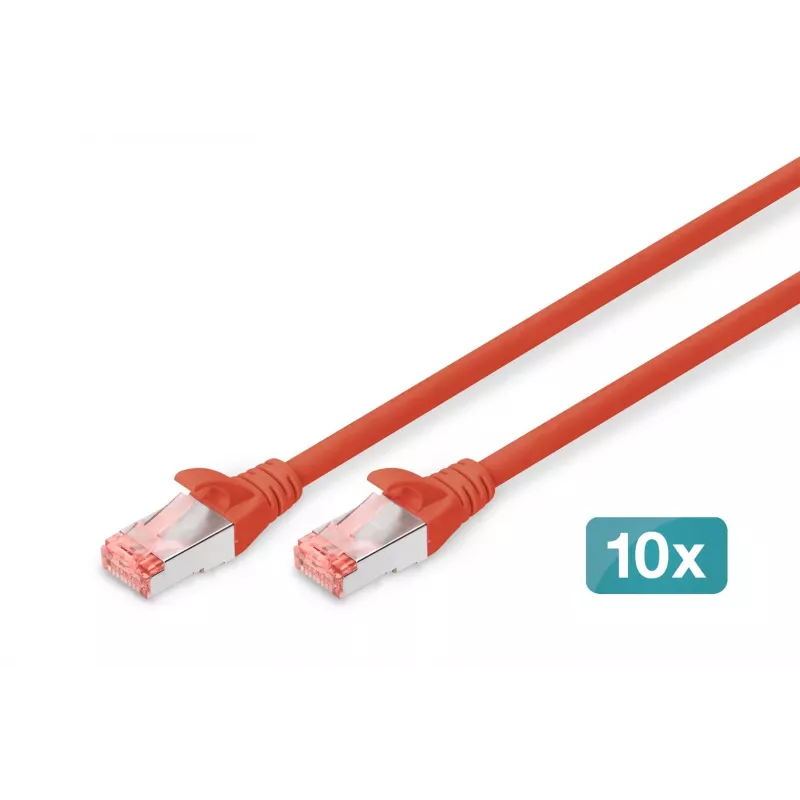 DIGITUS CAT 6 S/FTP juego de cables de conexión DK-1644-050-R-10, 5 m, rojo, 10 uds.