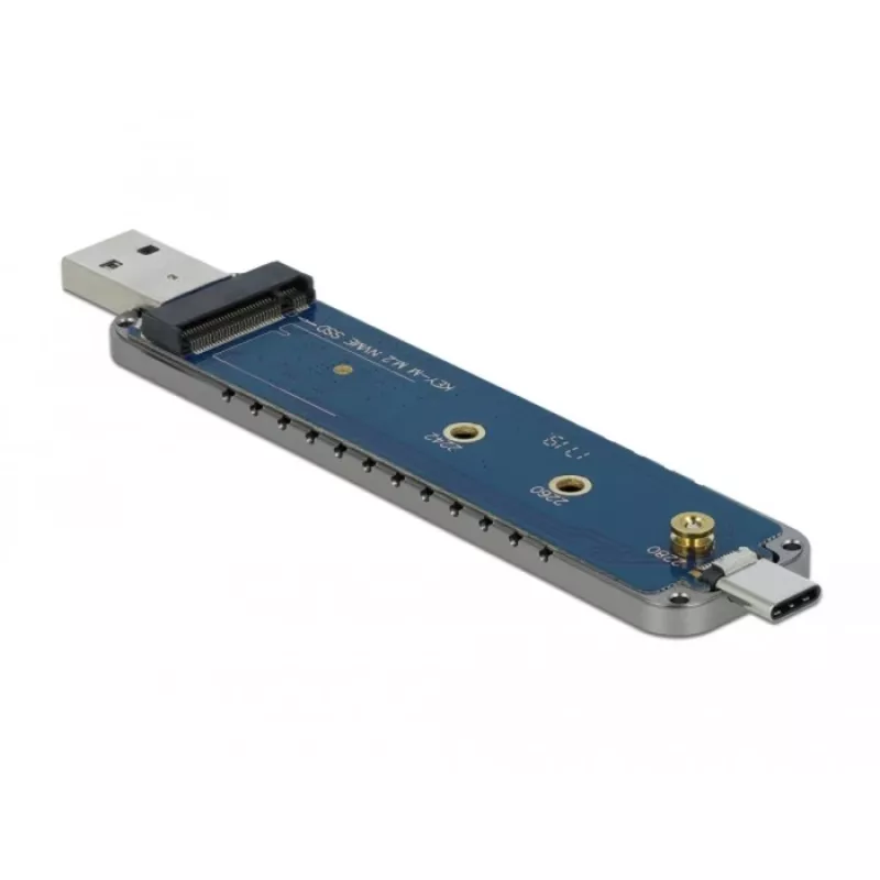 Carcasa externa para M.2 para SSD M.2 NVMe PCIe, carcasa de unidad plateada, con conector USB Type-C y Type-A