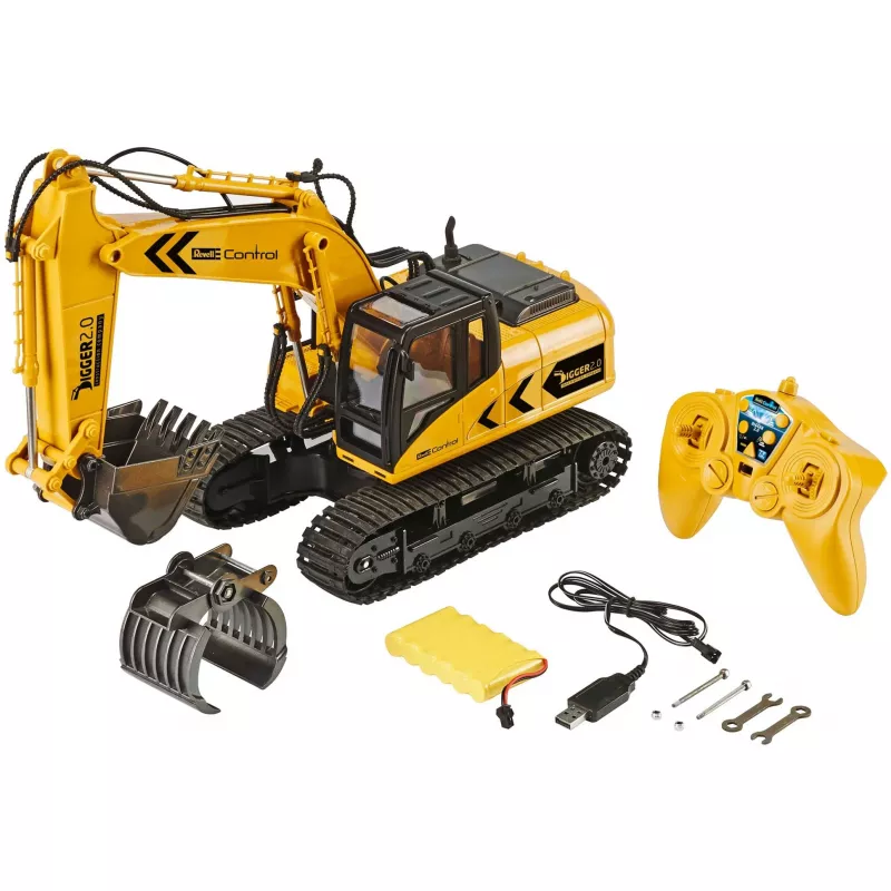 Revell Digger 2.0 - Excavadora - Motor eléctrico - 1:16 - Ready-to-Run (RTR) - Negro - Amarillo - Digger 2.0 (24924)