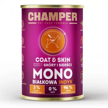 CHAMPER Coat & Skin monoproteico salmón – alimento húmedo para perros – 400 g