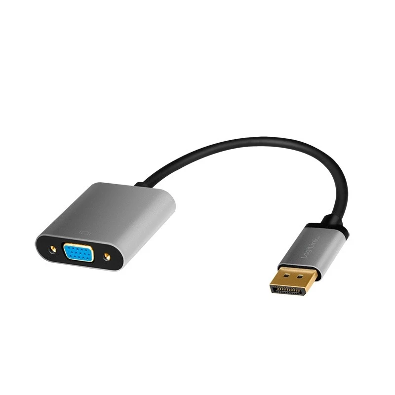 LogiLink CDA0109 Adaptador de cable DisplayPort a VGA 0,15 m Negro Gris