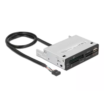 Lector de tarjetas DeLOCK 91708 USB 2.0 interno negro gris CF SD MicroSD