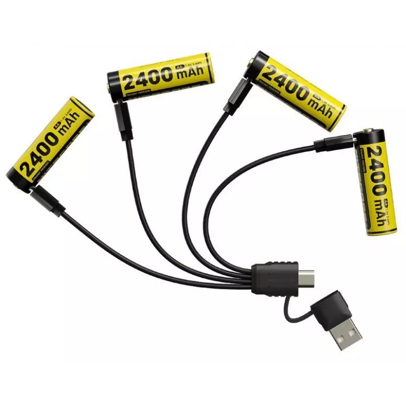 Pack de 4 baterías recargables Li-Ion AA 1,5V Nitecore NH2400 2400mAh